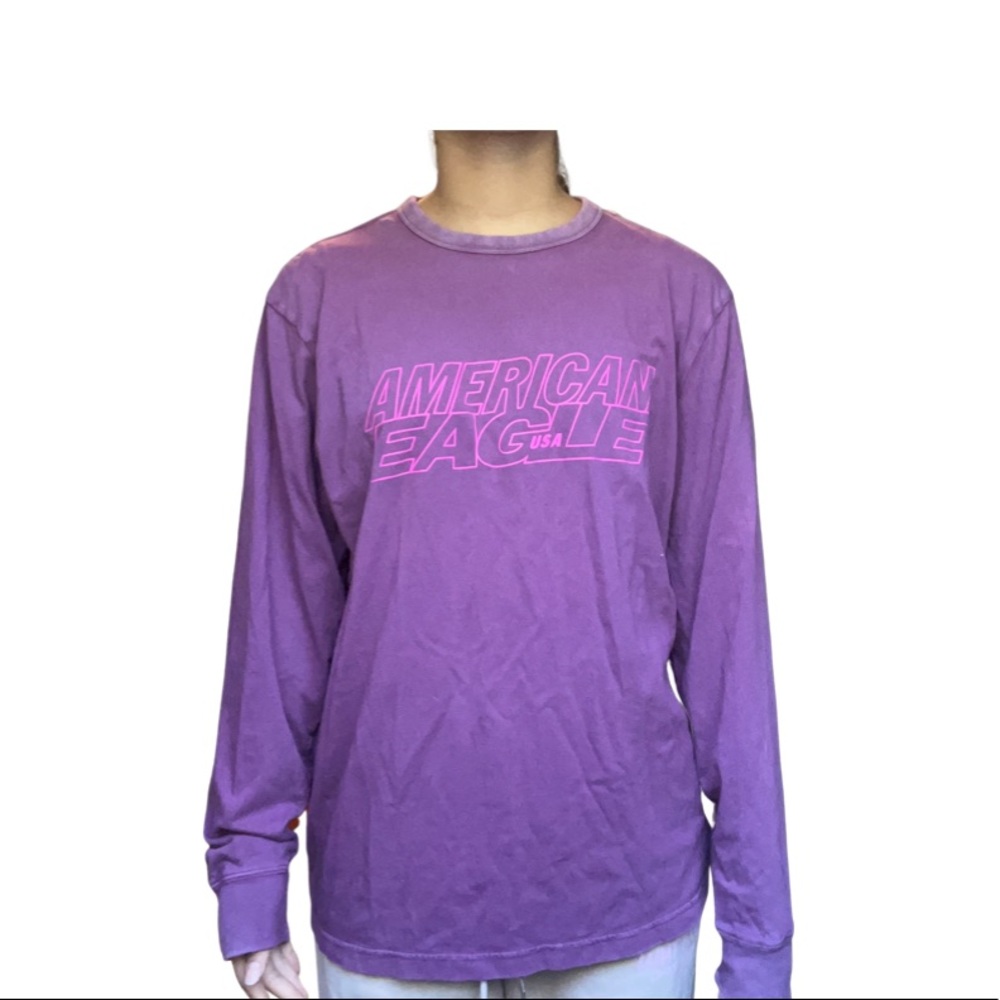 Purple And Pink Men’s American Eagle USA Long Sleeve Oversized Shirt Size Large